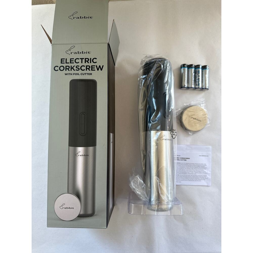 Rabbit Electric Corkscrew Wine Bottle Opener with Foil Cutter New in Open Box - Picture 3 of 7